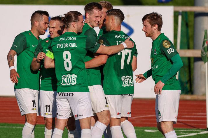 Blikar unnu frábæran sigur í kvöld þar sem Tobias Thomsen skoraði tvennu og Viktor Örn Margeirsson eitt.
