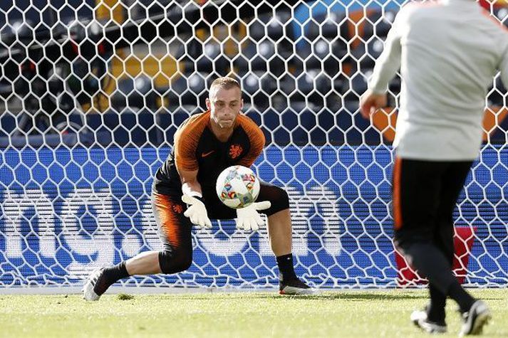 Jasper Cillessen á æfingu með hollenska landsliðinu.