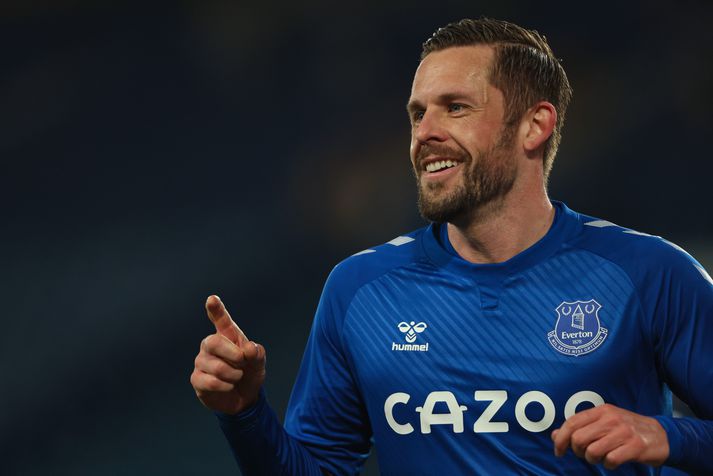 Gylfi Þór Sigurðsson átti frábæran leik fyrir Everton í gærkvöldi og skoraði bæði mörk liðsins.