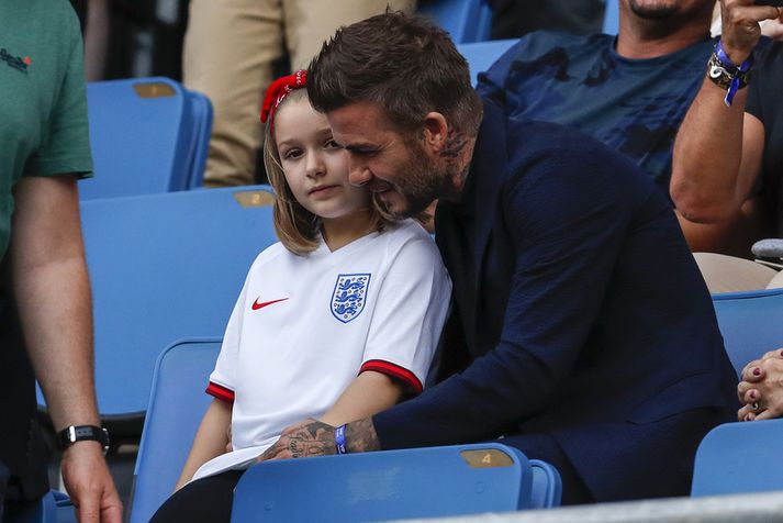 David Beckham og sjö ára dóttir hans, Harper Seven.