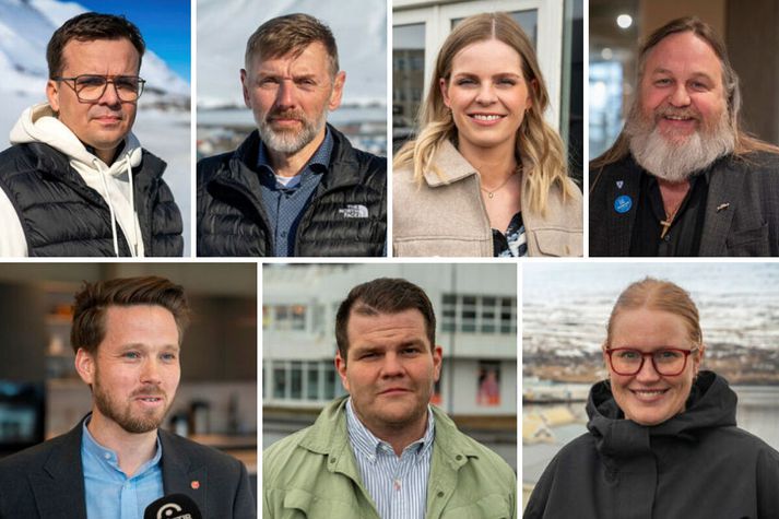 Meirihluti framboða á Akureyri og í Fjallabyggð eru með nýja oddvita. Þrir þeirra eru að koma í fyrsta skipti að sveitarstjórnarmálum. Hér má sjá í þau Jóhann K. Jóhannsson sem fer fyrir lista Jafnaðarfólks og óháðra í Fjallabyggð, Tómas Atli Einarsson leiðir lista Sjálfstæðisflokks í sveitarfélaginu í fyrsta skipti. Berglind Ósk Guðmundsdóttir sem leiðir lista Sjálfstæðisflokks á Akureyri, Þórhallur Jónsson oddviti Akureyrarlistans, Sindri Sólveigarsson Kristjánsson sem fer fyrir lista Samfylkingar á Akureyri í fyrsta skipti, Óðinn Svan Óðinsson sem leiðir L-listann á Akureyri og Lovísu Oktovíu Eyvindsdóttur oddvita Viðreisnar á Akureyri.