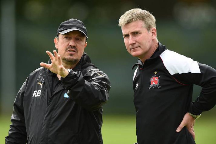 Rafael Benítez og Stephen Kenny á æfingasvæði Dundalk í morgun.