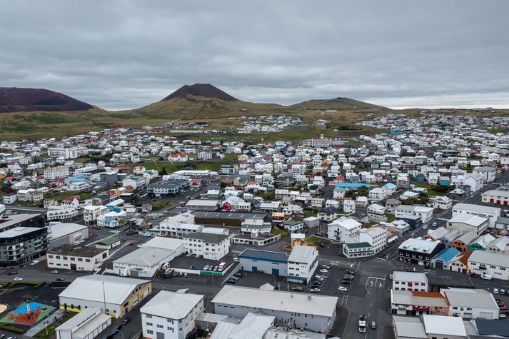 Frá Heimaey þar sem eldgos hófst árið 1973.