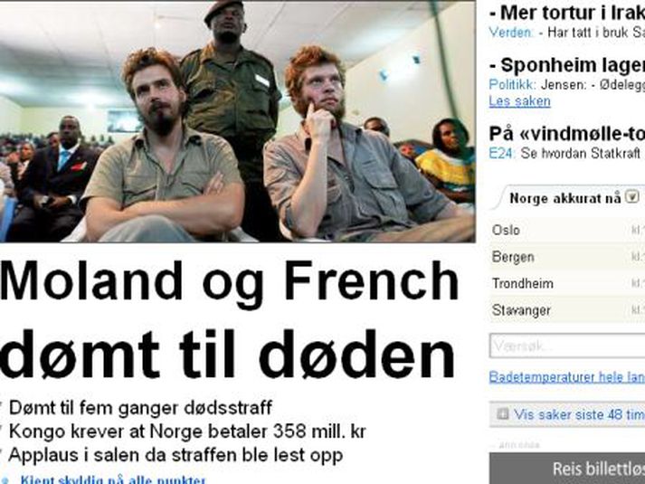 Forsíða vefmiðilsins Aftenposten í dag.