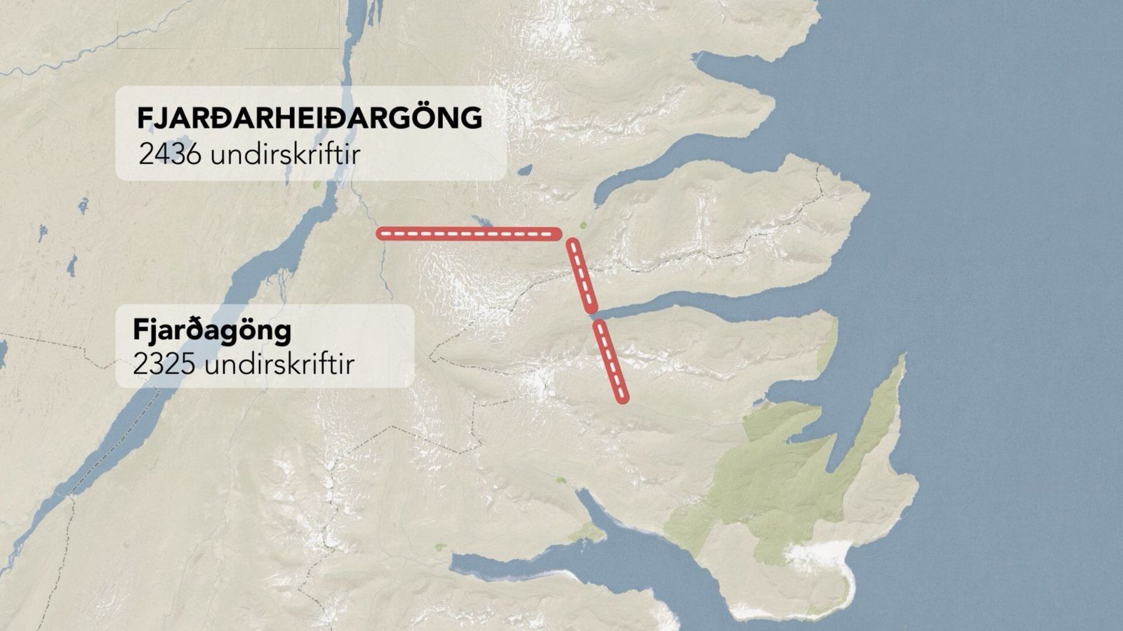 Fjarðarheiðargöng komin ofar í undirskriftakeppni