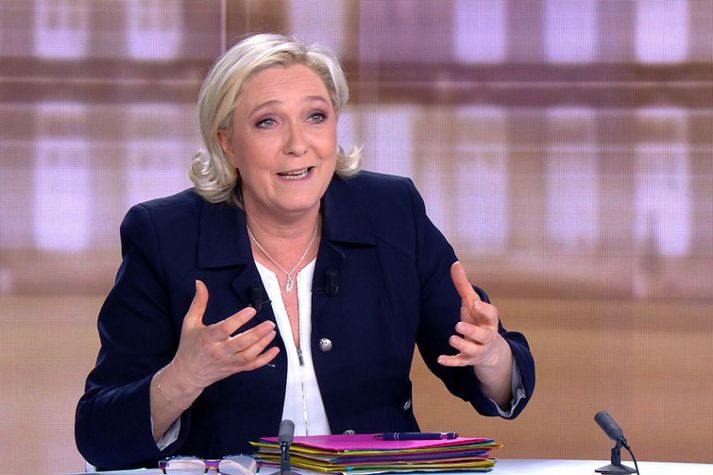 Marine Le Pen beið lægri hlut gegn Emmanuel Macron í frönsku forsetakosningunum í vor.