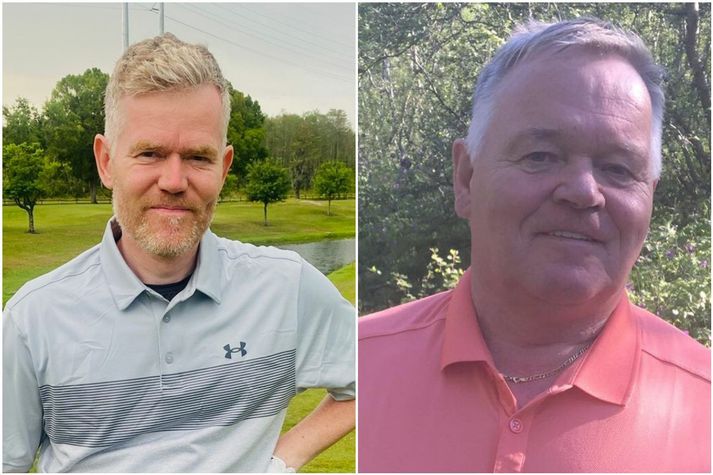Lárus (t.h.) segist nú hættur við að senda út yfirlýsingu vegna máls Davíðs Jónssonar og sona hans tveggja sem vikið var úr Golfklúbbi Sandgerðis og úr miðju meistaramóti. Málið mun líklega koma til kasta aganefndar, með tíð og tíma.