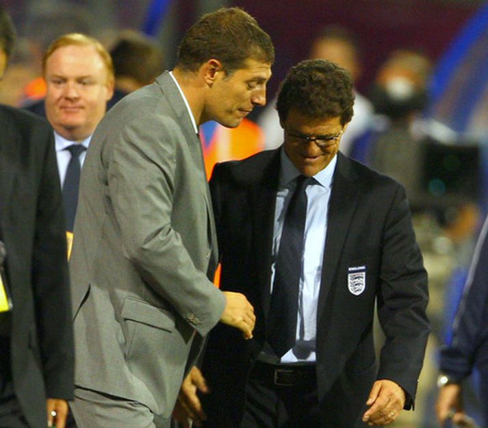 Slaven Bilic og Fabio Capello landsliðsþjálfari Englands.