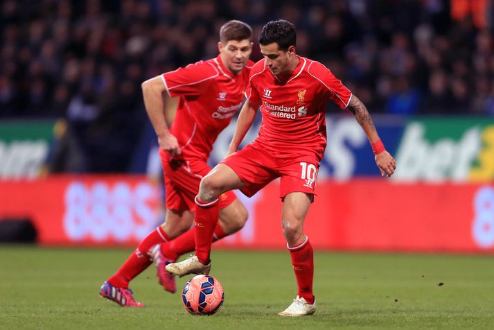 Coutinho og Gerrard í leik með Liverpool árið 2015.