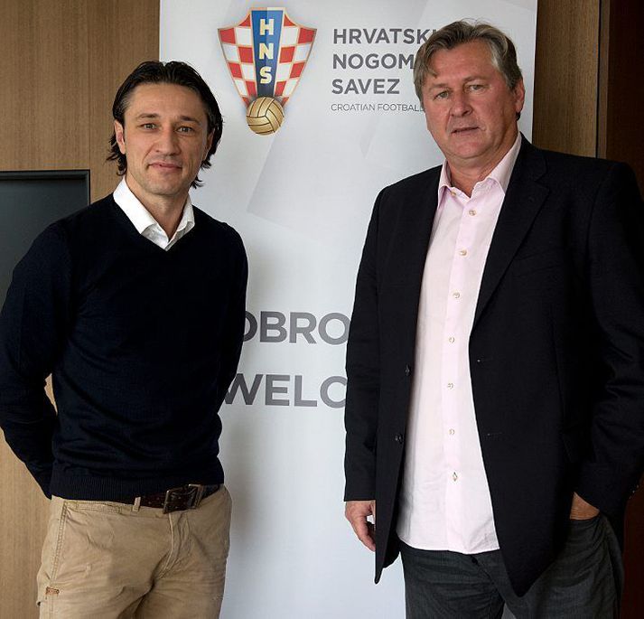 Niko Kovac á blaðamannafundin í Zagreb í dag.