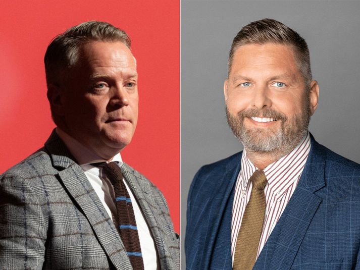 Heiðar Guðjónsson, til vinstri, segir skaðabótamálið lið í skipulagðri rógsherferð gegn sér. Einar Hugi Bjarnason, lögmaður Gavia Invest, vísar því alfarið á bug.