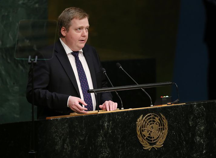Sigmundur í höfuðstöðvum Sameinuðu þjóðanna.