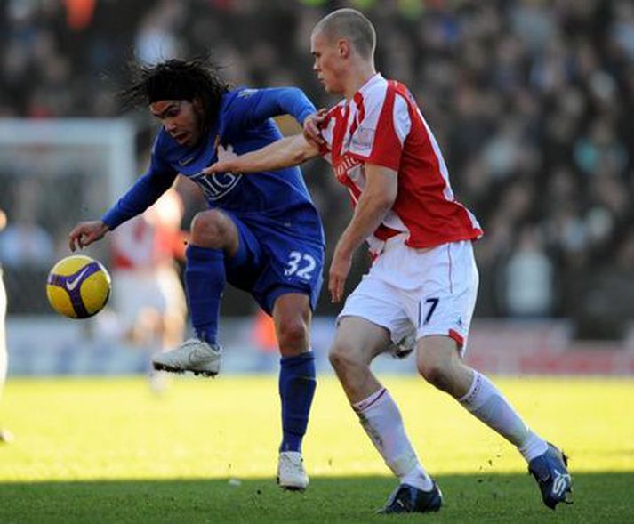 Tevez í leiknum gegn Stoke á föstudag.