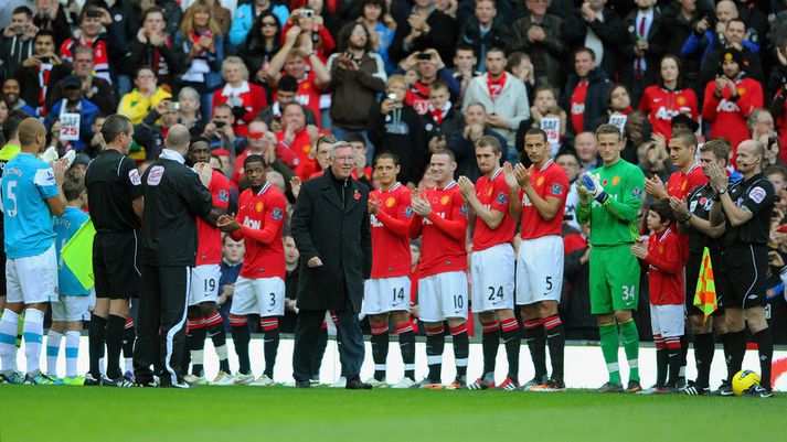 Alex Ferguson fékk sérstakar móttökur á Old Trafford.