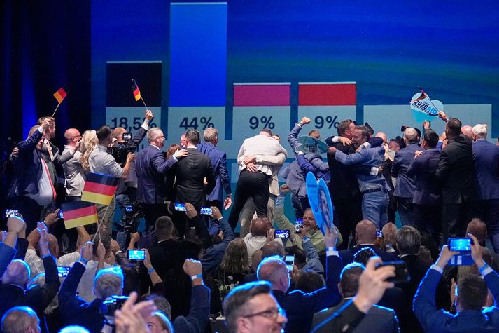 AfD-menn fagna útgönguspám.