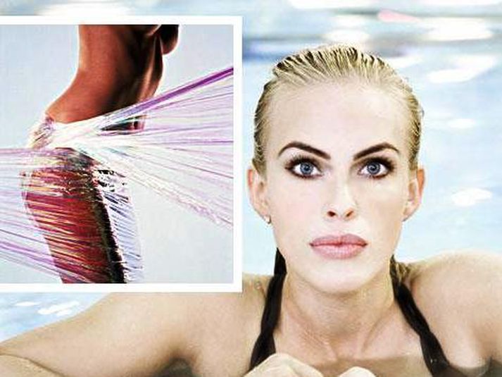 Hrafnhildur Halldórsdóttir móttökustjóri Laugar Spa útskýrði fyrir Visi hvernig sellófan+krem getur brotið niður fitu á lærum og mitti.