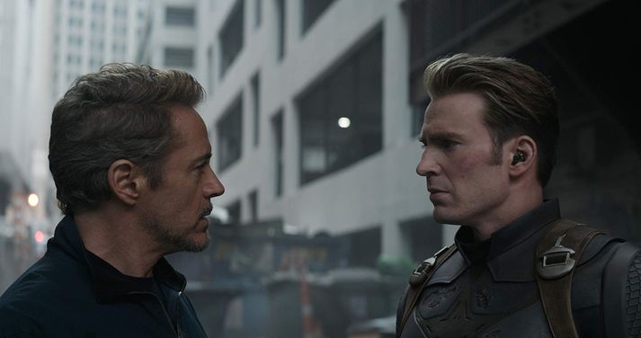 Robert Downey jr. og Chris Evans í Avengers: Endgame.