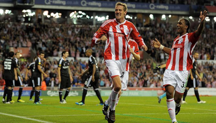 Crouch fagnar marki í leik með Stoke.