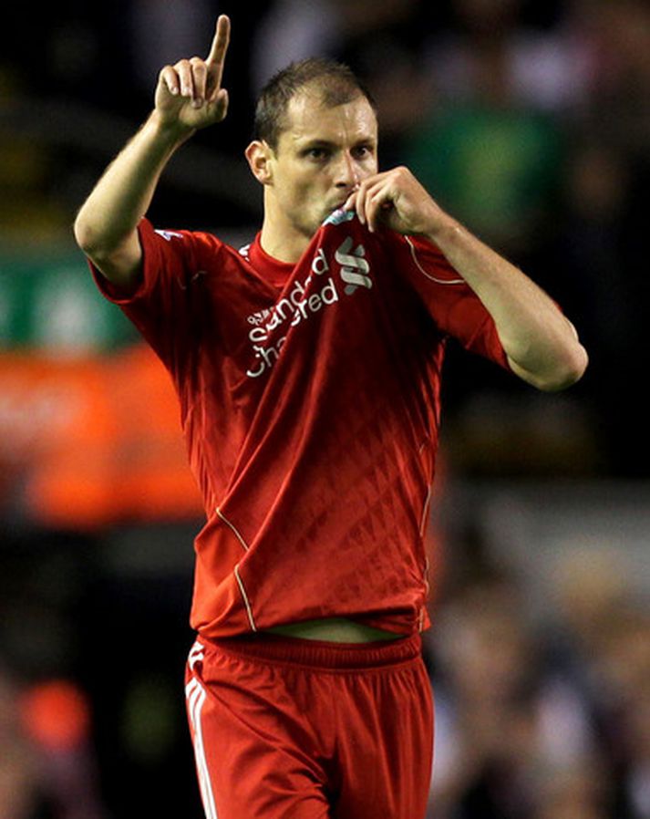 Milan Jovanovic skoraði fyrra mark Liverpool í gær.