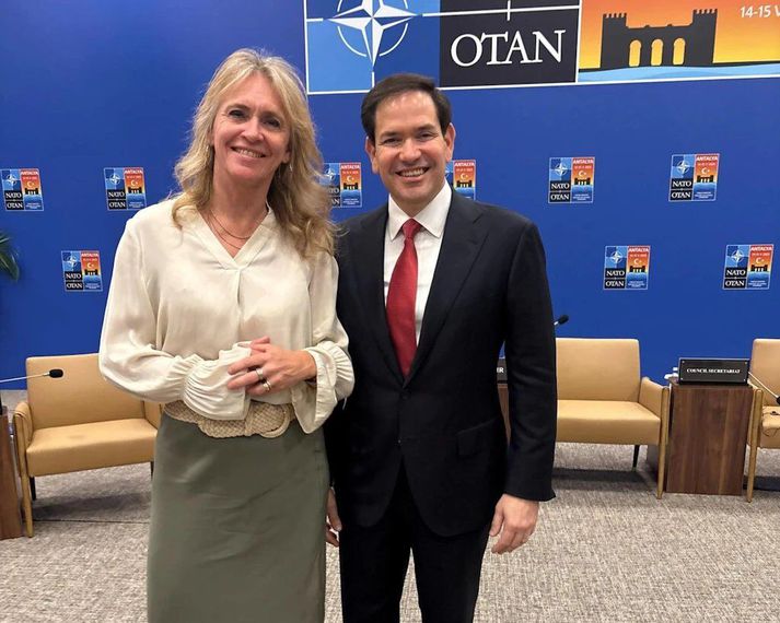 Þorgerður Katrín og Marco Rubio þegar þau hittust í tengslum við fund Atlantshafsbandalagsins í Antalya í Tyrklandi í fyrra.