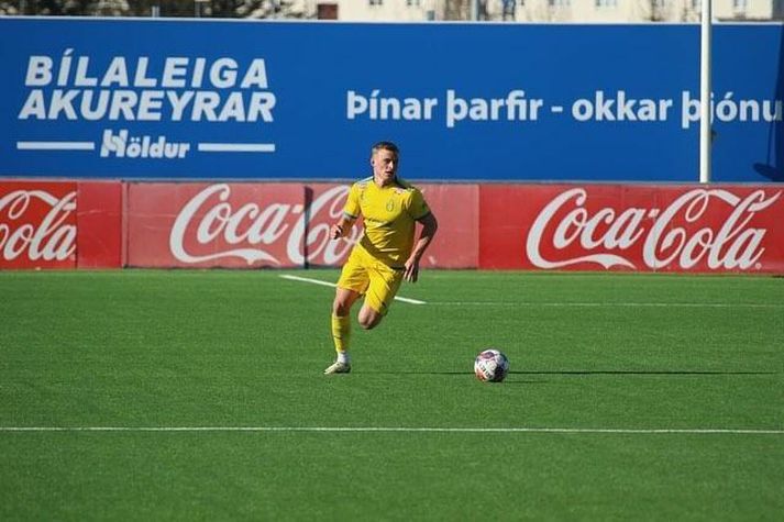 Axel Freyr Harðarson skoraði eina mark Fjölnis í 0-1 sigri gegn Aftureldingu.