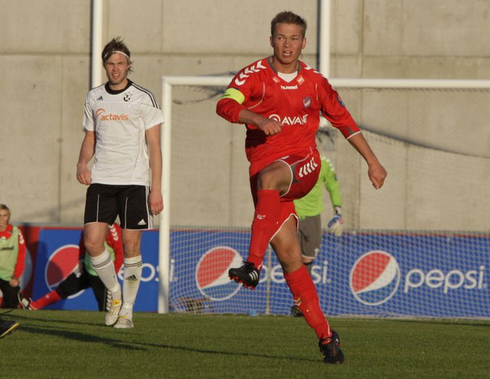 Hilmar Trausti Arnarsson skoraði mark Hauka í dag.