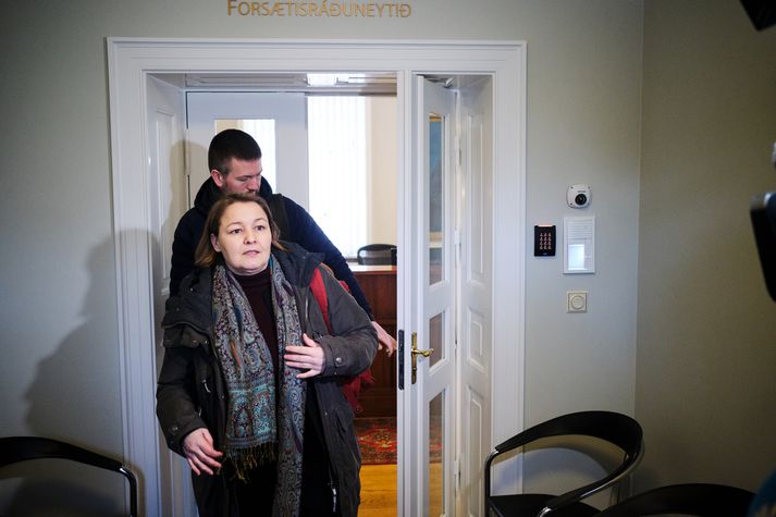 Drífa Snædal, forseti ASÍ, kemur hér af fundi þar sem skattatillögur stjórnvalda voru kynntar.