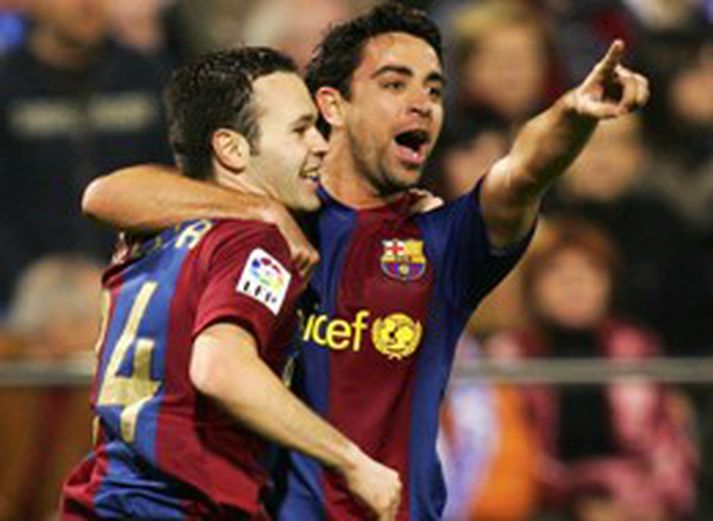 Iniesta og Xavi áttu þátt í mörkum Barcelona í kvöld