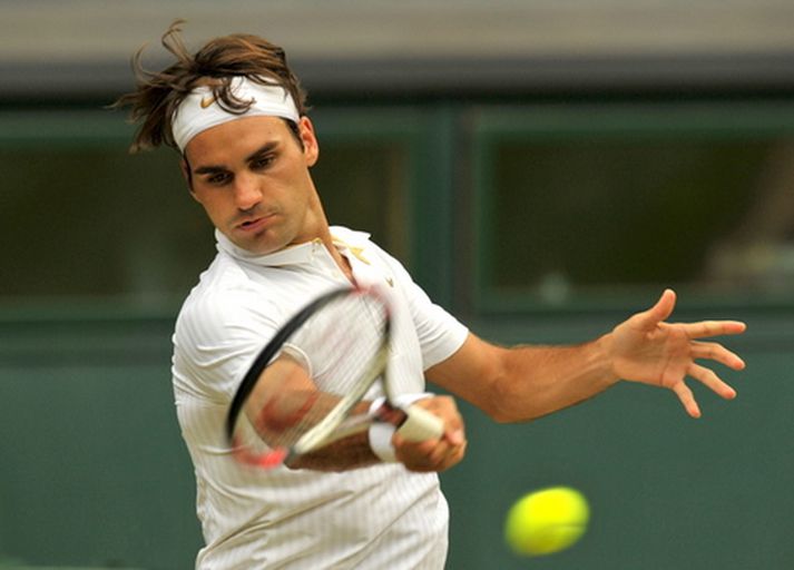 Federer í viðureigninni gegn Söderling í dag.