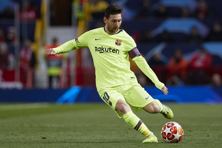 Messi í leiknum á Old Trafford.