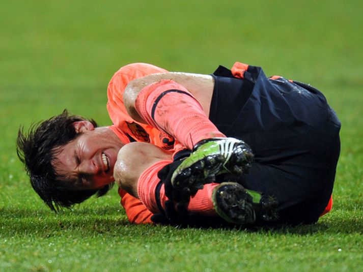 Lionel Messi er meiddur á ökkla.