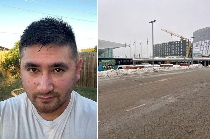 Daniel átti að mæta til Íslands í gær en dvelur nú þess í stað á hóteli skammt frá flugvellinum í Helsinki, 36 tímum eftir að hann lagði af stað frá Texas.