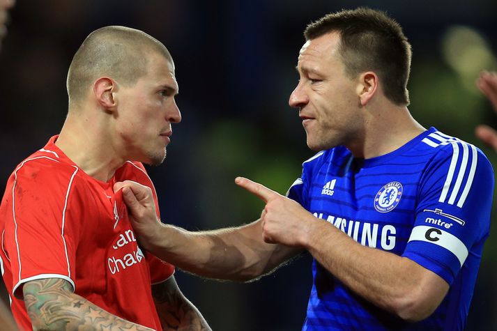 John Terry, fyrirliði Chelsea og Martin Skrtel hjá Liverpool.