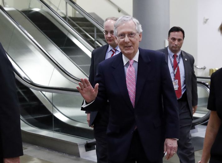 Mitch McConnell, leiðtogi Repúblikana á öldungadeildinni, stefnir á að kosið verði um tilnefningu Kavanaugh um helgina.