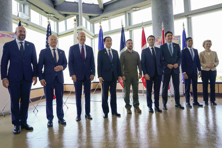 Leiðtogar G7 ríkjanna og Evrópusambandsins sátu fundinn í Hiroshima og tóku meðal annars á móti Selenskí Úkraínuforseta.