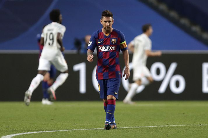 Messi í niðurlægingunni gegn Bayern Munchen.