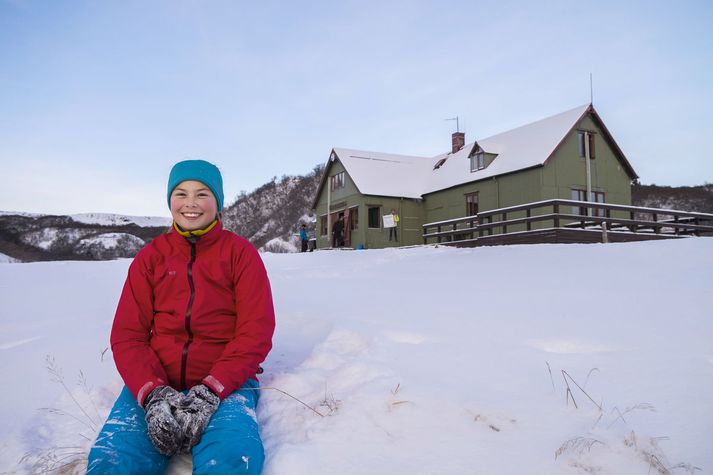 „Ég fer oft í jeppaferðir með fjölskyldunni, leik mér úti í náttúrunni og lendi í ævintýrum,“ segir Heba sem hér er í einni slíkri ferð í Þórsmörk.