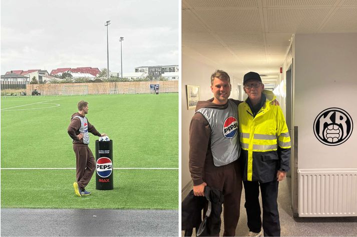 Leifur ásamt Þorláki Björnssyni, sem hefur verið sjálfboðaliði á heimaleikjum KR um árabil, fyrir leik. 