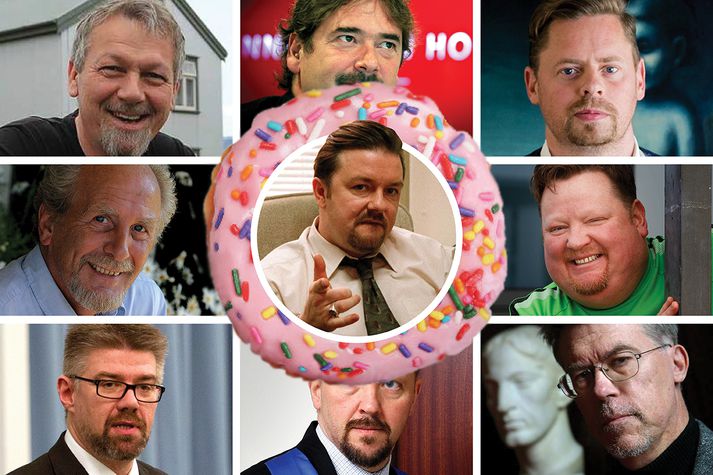 Frá vinstri til hægri: Pálmi Gestsson, Jon von Tetzchner, Vigfús Bjarni, Jón Baldvin, Reynir Þór, Gunnar Bragi, Sveinn Andri og Jón Viðar.