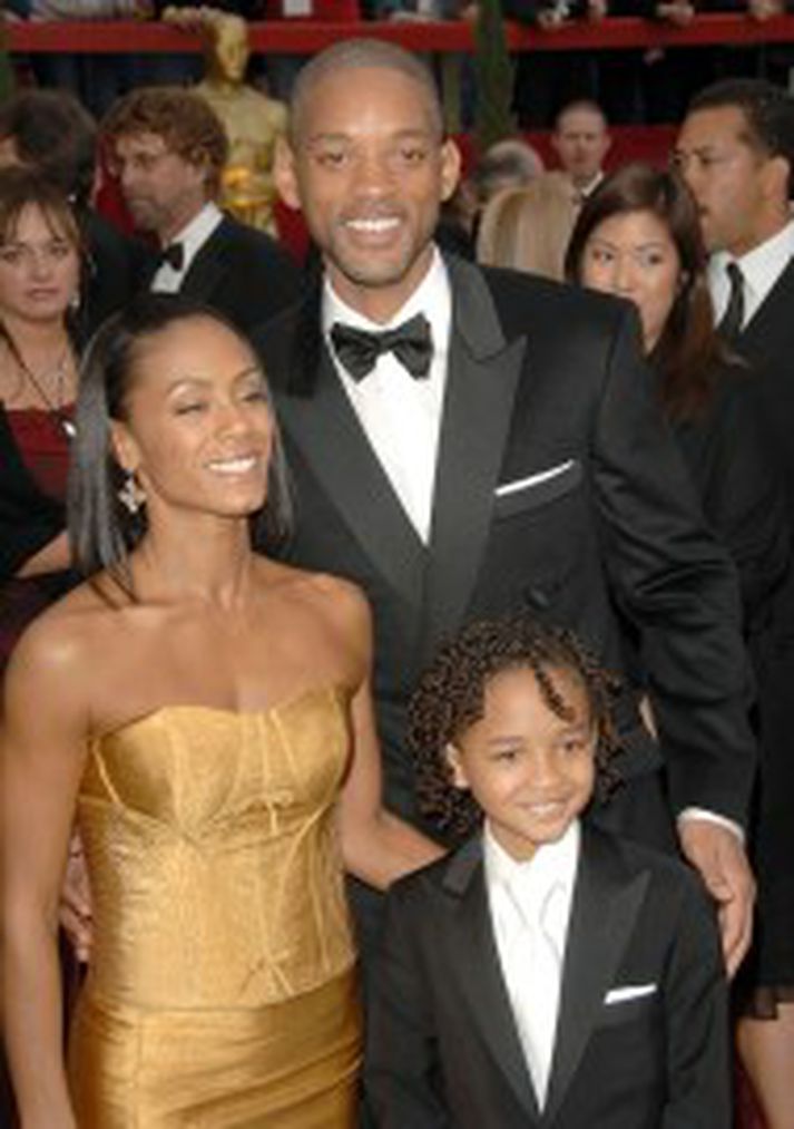 Jada Pinkett, Will og sonur þeirra Jaden Smith á Óskarsverðlaunahátíðinni í síðasta mánuði