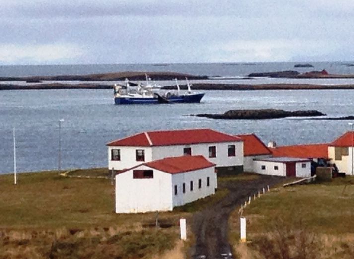 Börkur frá Neskaupstað með nótina úti við bæinn Staðarbakka í gær.