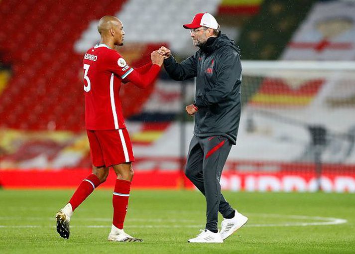 Fabinho og Klopp í stuði.