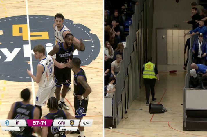 DeAndre Kane var hundóánægður með að vera rekinn úr húsi gegn ÍR og endaði svo á að sparka í ruslatunnu á leið inn í klefa.