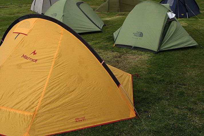 Það gæti orðið vesen að vera með tjöld um helgina.