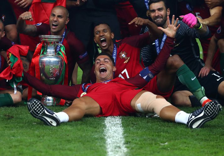 Cristiano Ronaldo var glaðasti maðurinn á svæðinu í leikslok.