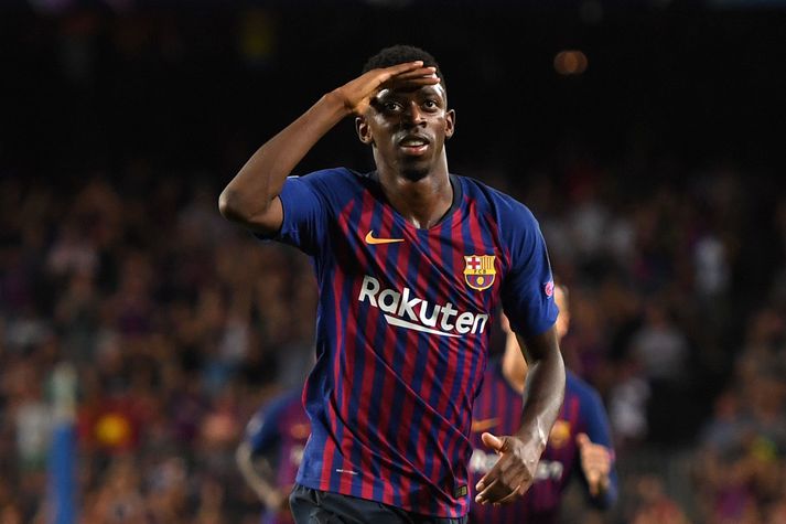 FC Barcelona v PSV - UEFA Champions League Group B BARCELONA, SPAIN - SEPTEMBER 18: Ousmane Dembele of Barcelona celebrates after scoring his team's second goal during the Group B match of the UEFA Champions League between FC Barcelona and PSV at Camp Nou on September 18, 2018 in Barcelona, Spain. (Photo by Alex Caparros/Getty Images)