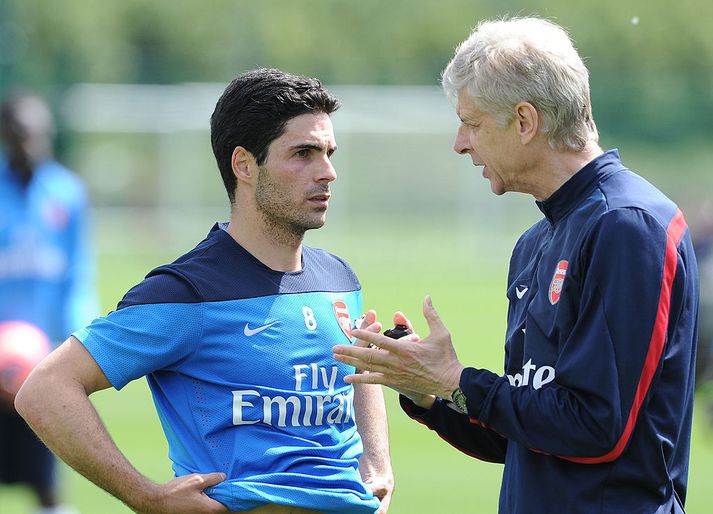 Mikel Arteta þakkar Arsene Wenger fyrir það að vera sjálfur orðinn þjálfari Englandsmeistara og eiga möguleika á að vinna Meistaradeild Evrópu með Arsenal í dag.