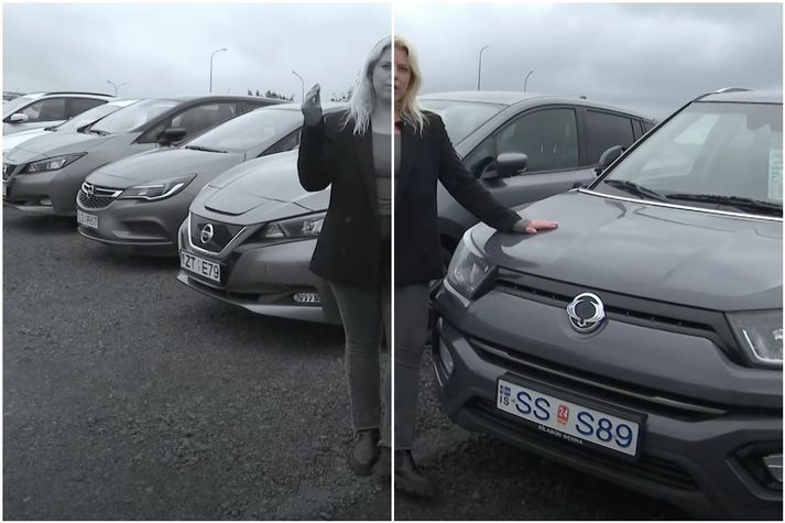 Það er illgreinanlegt hvor helmingur myndarinnar er í svarthvítu. Bílaröðin er enda öll grá og endurspeglar litasamsetningu íslenska bílaflotans ágætlega.