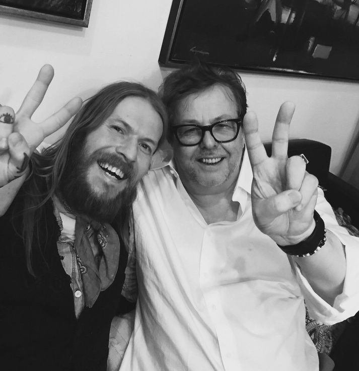 Krummi ásamt föður sínum á góðri stundu.