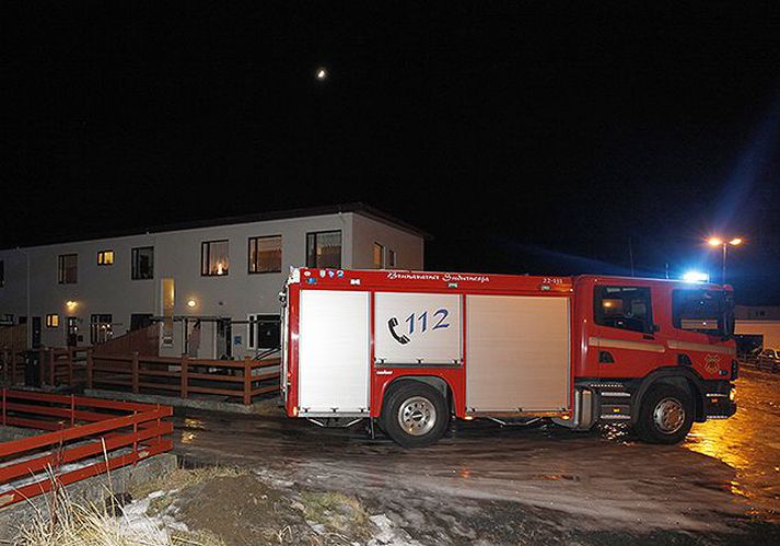 Frá vettvangi brunans í gær.